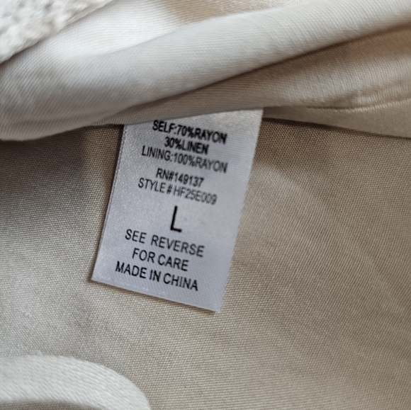 NWT HYFVE Beige/Tan Tie-Front Linen Blend Vest - Sz Medium & Large - Picture 6 of 8